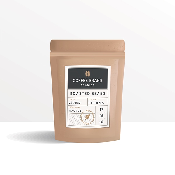 Coffee box with sticker